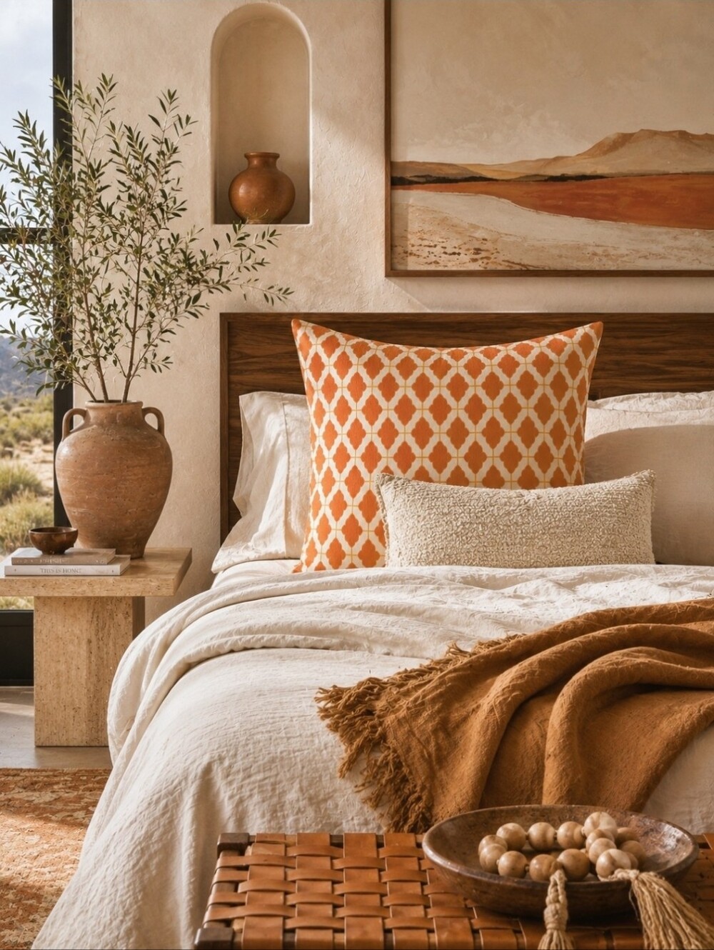 Levtex Mackenzie Euro Sham NIP Orange Medallion Coastal Desert Boho 26x26